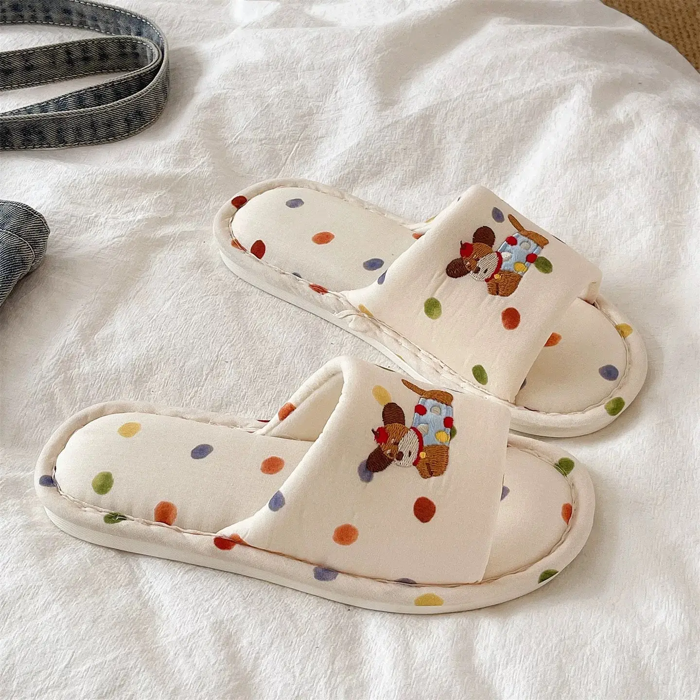 Cute Puppy Embroidered Cotton Slippers Women Spring Autumn 2026 - Image 4