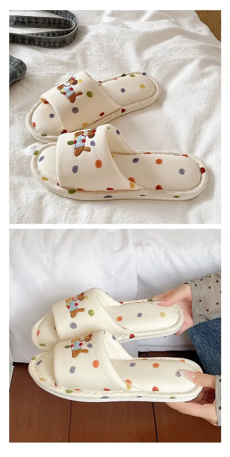 Cute Puppy Embroidered Cotton Slippers Women Spring Autumn 2026 — feature 5