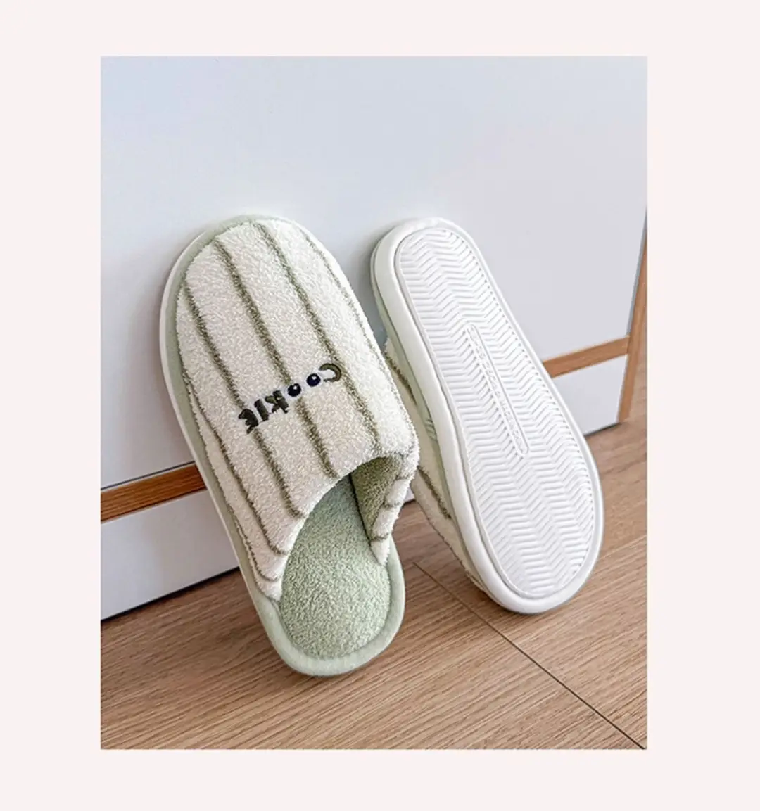 Japanese-Style Striped Cotton Slippers for Women, Autumn and Winter Indoor Home Closed-Toe Plush Thickened Warm Cotton Shoes Wholesale — feature 14