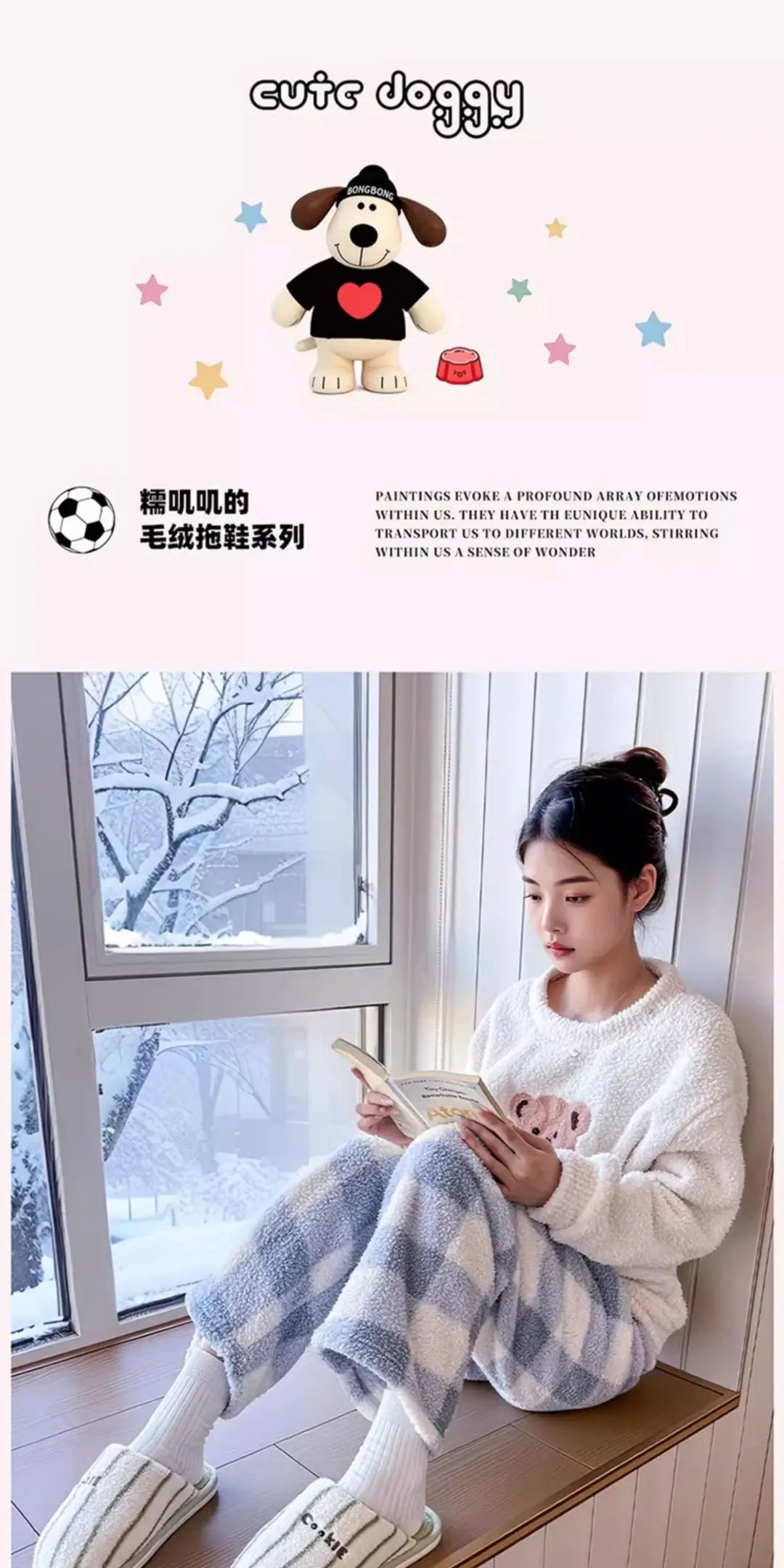 Japanese-Style Striped Cotton Slippers for Women, Autumn and Winter Indoor Home Closed-Toe Plush Thickened Warm Cotton Shoes Wholesale — feature 2