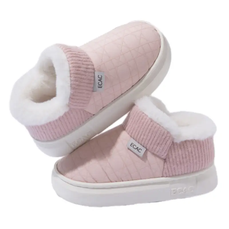 Cover-Heeled Cotton Slippers for Women in Winter, Warm for Couples to Wear Outside and at Home, Thick-Soled Non-Slip Fleece-Lined Cotton Shoes for Men with a Sense of Stepping on Shit - Image 7