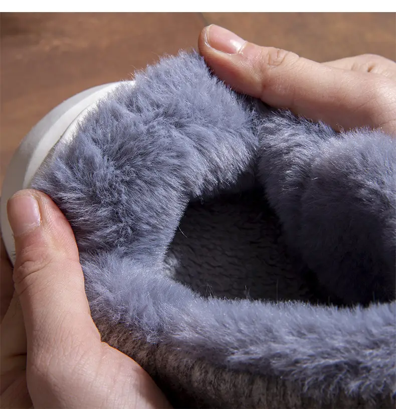 Cover-Heeled Cotton Slippers for Women in Winter, Warm for Couples to Wear Outside and at Home, Thick-Soled Non-Slip Fleece-Lined Cotton Shoes for Men with a Sense of Stepping on Shit — feature 11