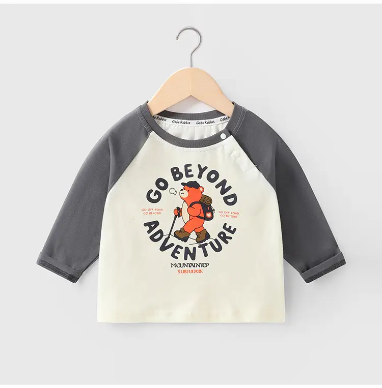 Kids Printed Long Sleeve T-Shirt Green Gray Spring — feature 10
