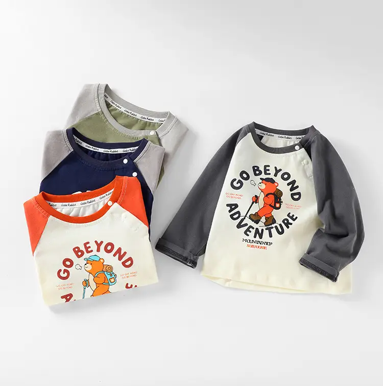 Kids Printed Long Sleeve T-Shirt Green Gray Spring — feature 4