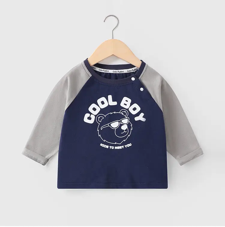 Kids Printed Long Sleeve T-Shirt Green Gray Spring — feature 8