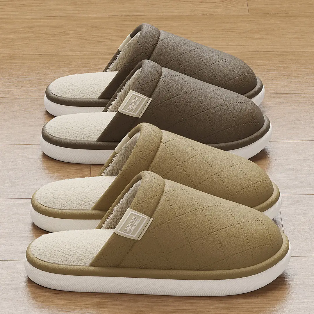 Cotton Slippers for Women in Autumn and Winter Indoor Home Household Thick-Soled Fleece-Lined Warm and Comfortable Plush Cotton Slippers for Men Wholesale