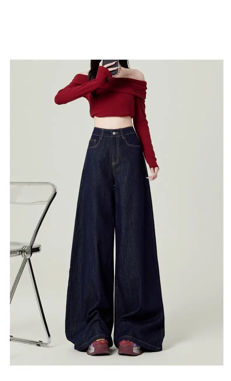 Dark Blue Wide Leg Pants with Hip Cover Top Set — feature 3