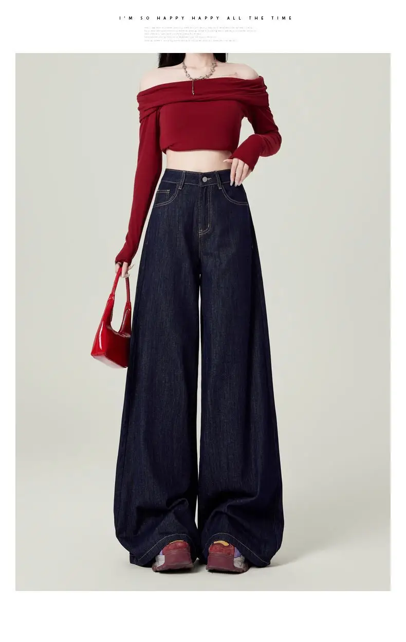 Dark Blue Wide Leg Pants with Hip Cover Top Set — feature 4