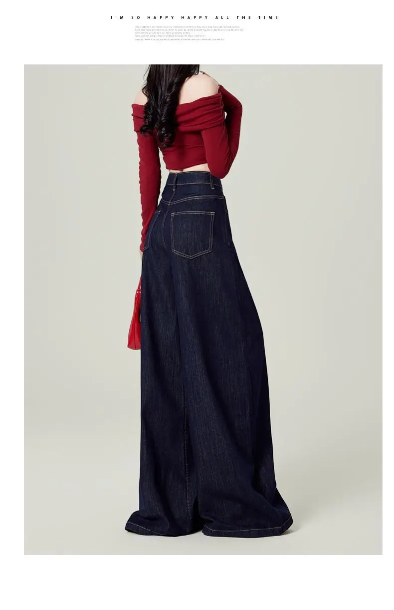 Dark Blue Wide Leg Pants with Hip Cover Top Set — feature 9