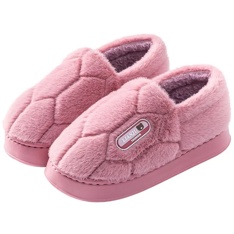 Pink Fleece Lined Warm Slippers for Women