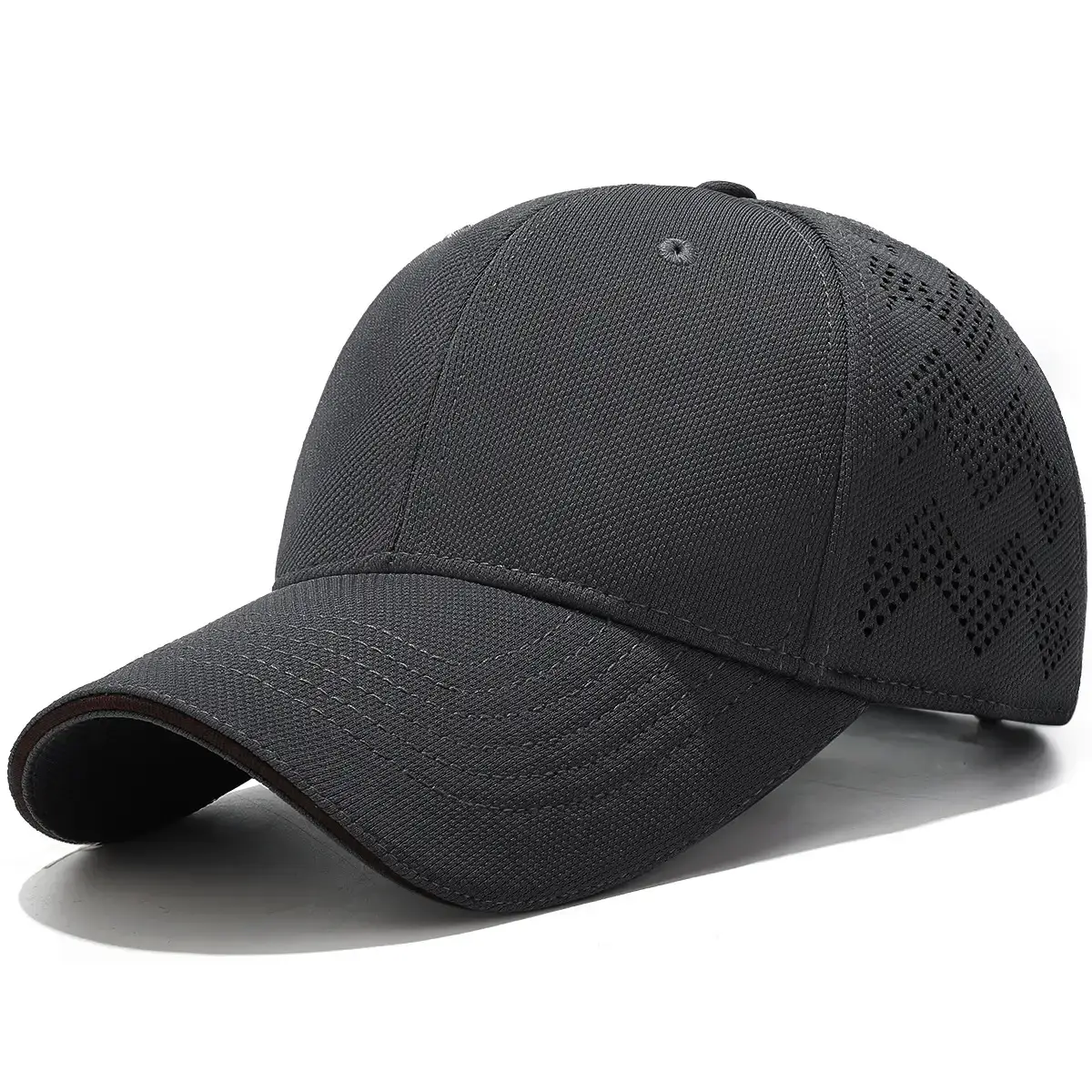 Seiko Baseball Cap Black Hard Top Perforated Sun Hat - Image 4