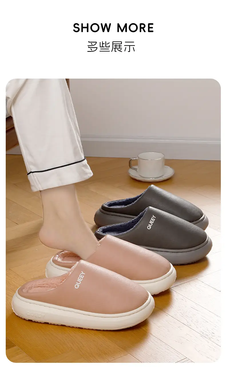 Winter Waterproof Cotton Slippers for Men Warm Deodorant Plush — feature 11