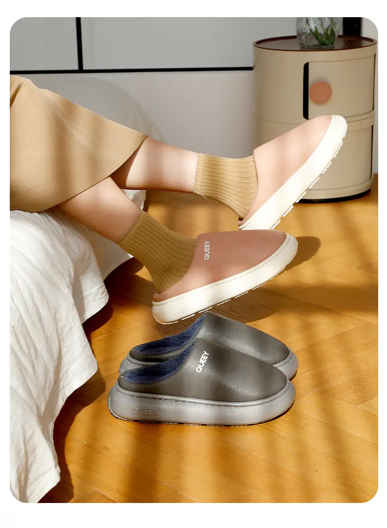 Winter Waterproof Cotton Slippers for Men Warm Deodorant Plush — feature 13