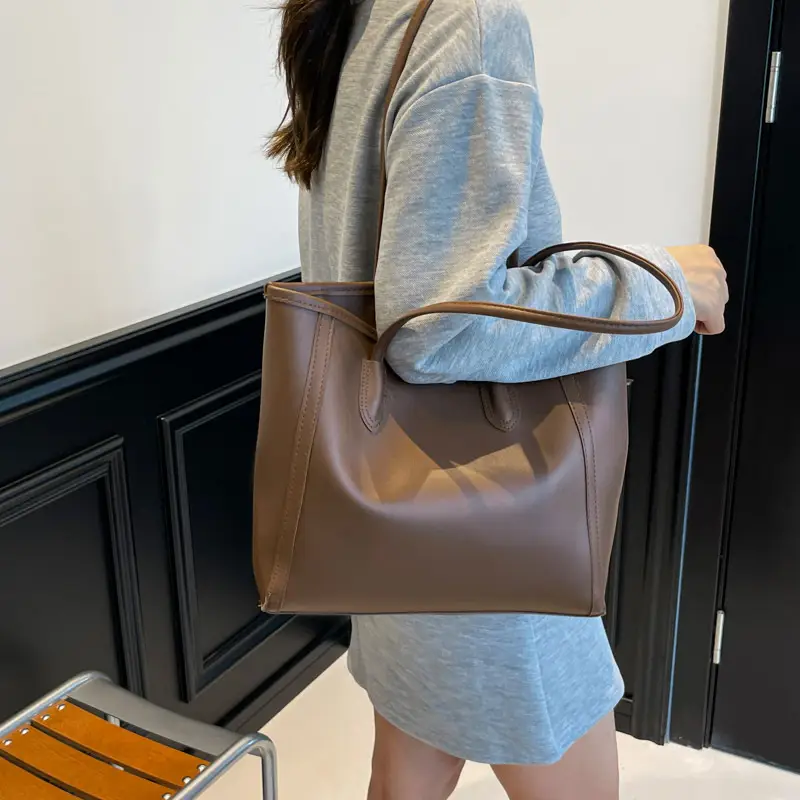 Frosted Women's Large Capacity Tote Bag Brown — feature 25
