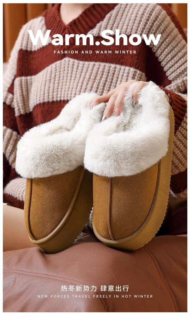 2025 Autumn and Winter Popular Cotton Slippers for Women Indoor Warm Non-Slip Thick Sole Fleece-Lined Outer Wear Deodorant Couple Cotton Slippers for Men — feature 1