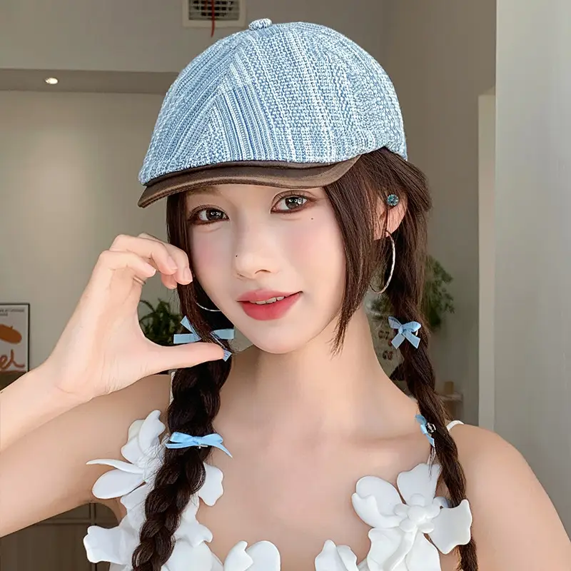 Japanese Retro Denim Cap Women Summer Braided Hair