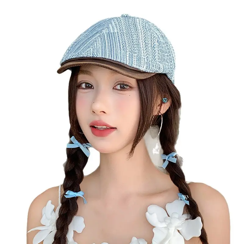 Japanese Retro Denim Cap Women Summer Braided Hair