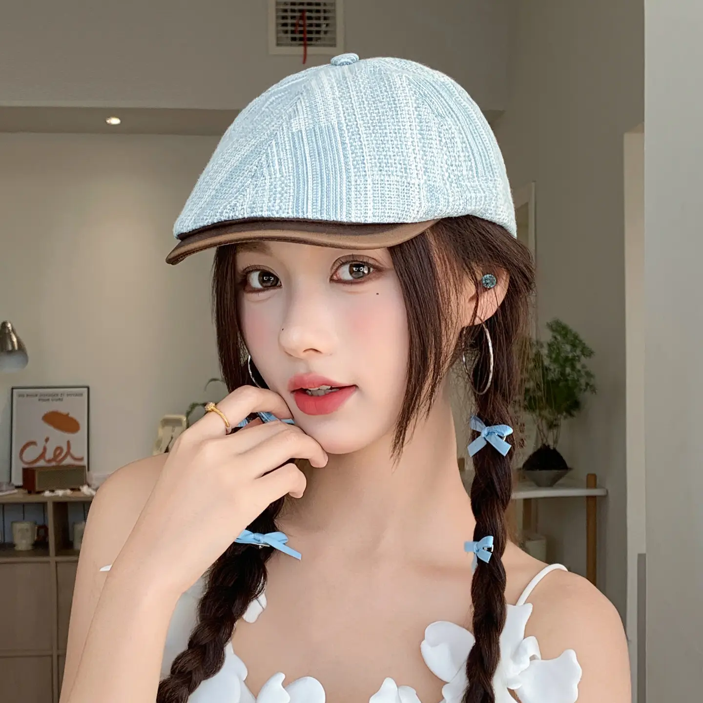 Japanese Retro Denim Cap Women Summer Braided Hair — feature 8