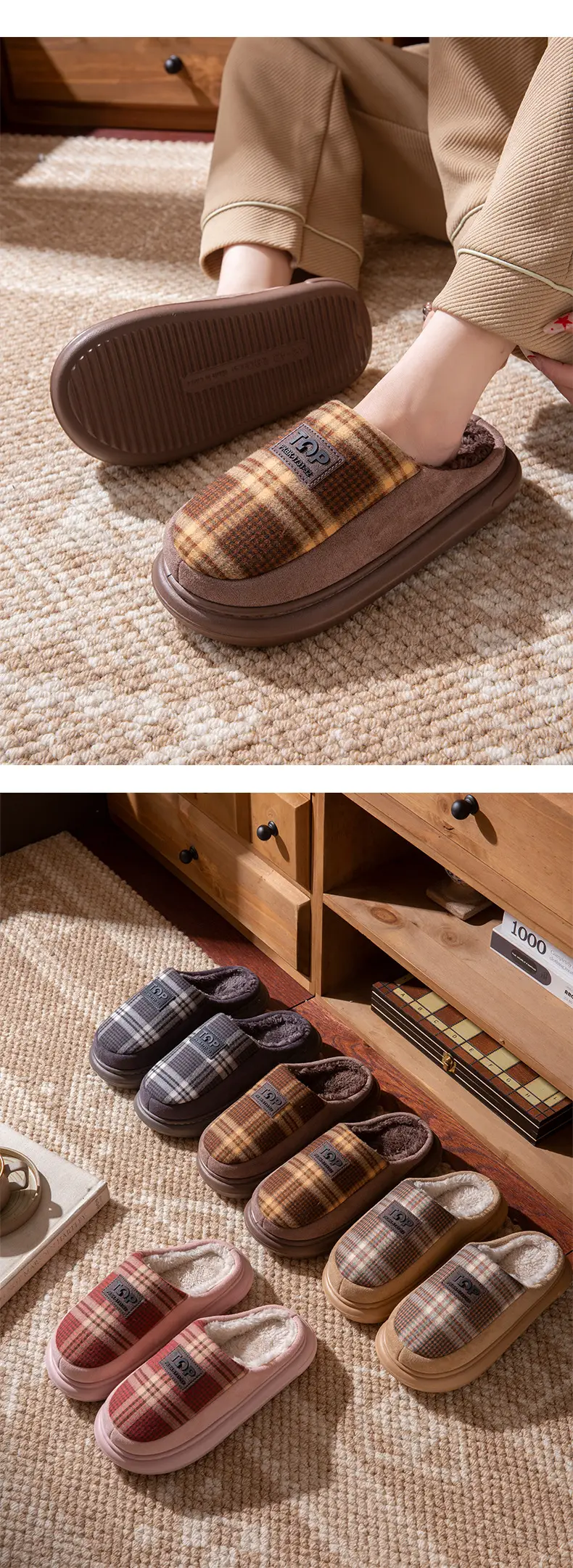 Anti-Slip Cotton Slippers Autumn and Winter 2025 New Indoor Home Silent Furry Warm Slippers for the Elderly Antibacterial — feature 10