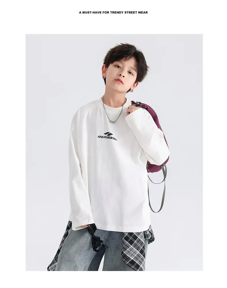 Boys Cotton Long Sleeve T-Shirt Black 2026 — feature 2