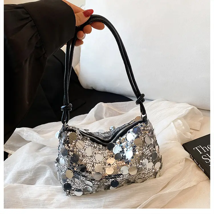 Silver Sequin Shoulder Bag for Women 2025 - Image 2