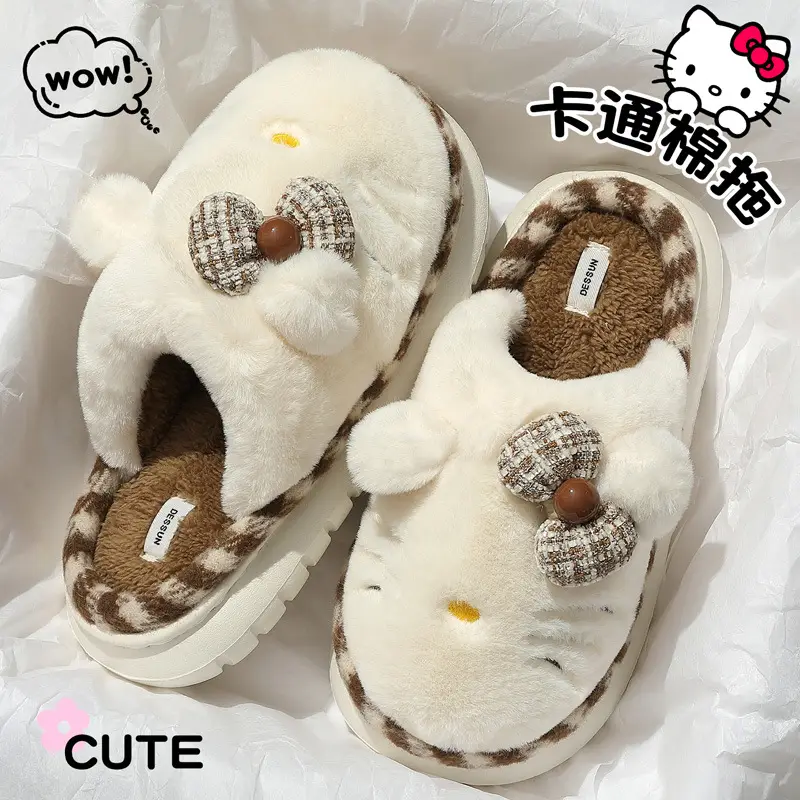 Cartoon Cotton Slippers for Women Winter New Baotou Semi-Cute Home Indoor Plush Warm and Wear-Resistant Cotton Shoes for Men Wholesale - Image 3