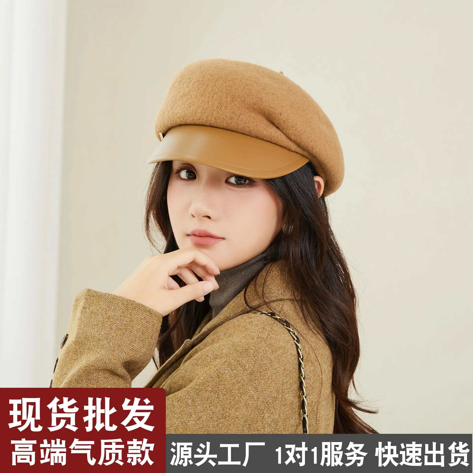 Women Wool Peaked Cap British Style Winter Warm Beret - Image 6