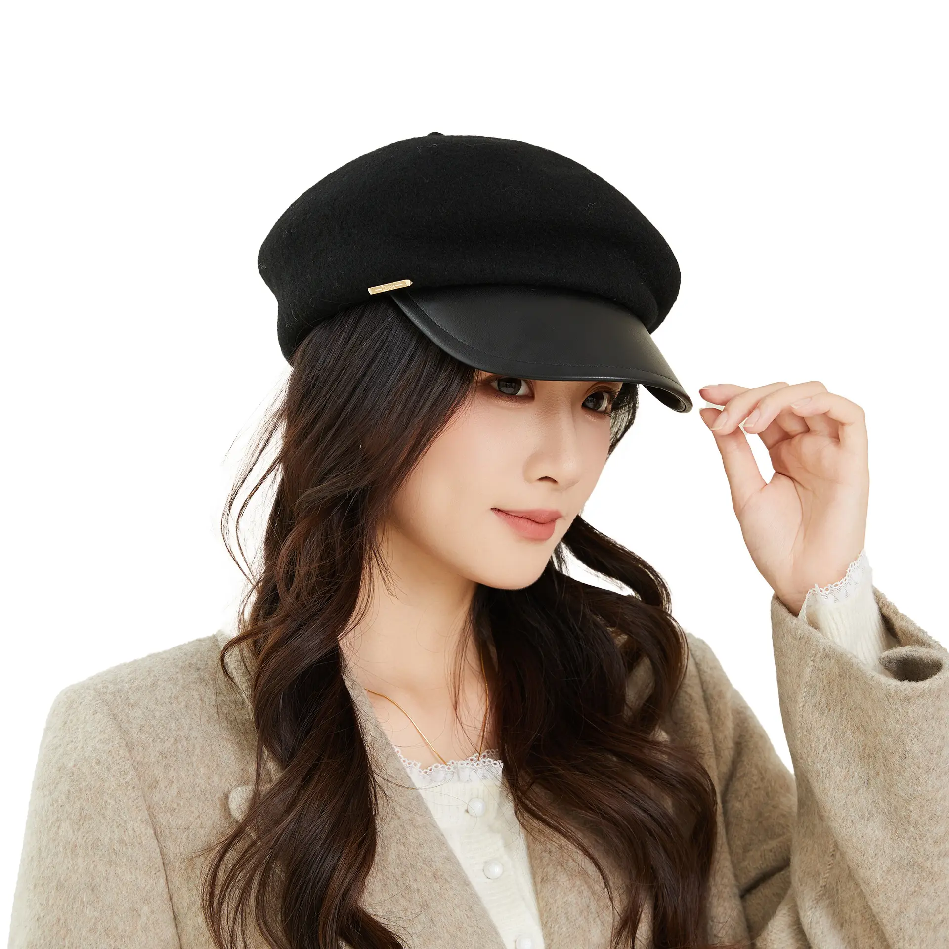 Women Wool Peaked Cap British Style Winter Warm Beret - Image 9