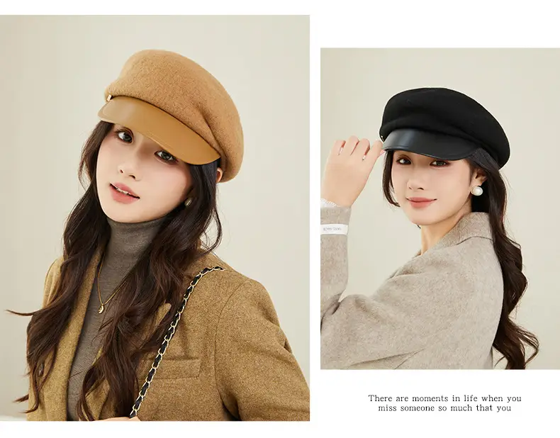 Women Wool Peaked Cap British Style Winter Warm Beret — feature 10