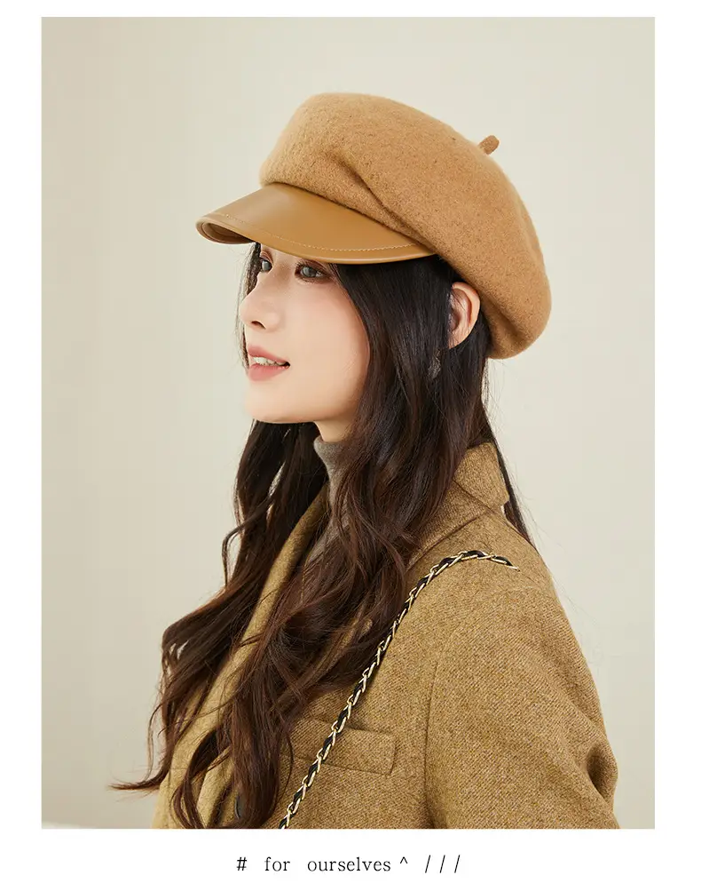 Women Wool Peaked Cap British Style Winter Warm Beret — feature 12