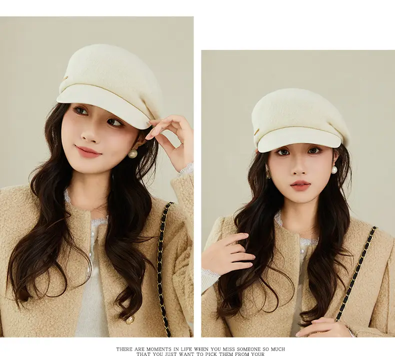 Women Wool Peaked Cap British Style Winter Warm Beret — feature 13