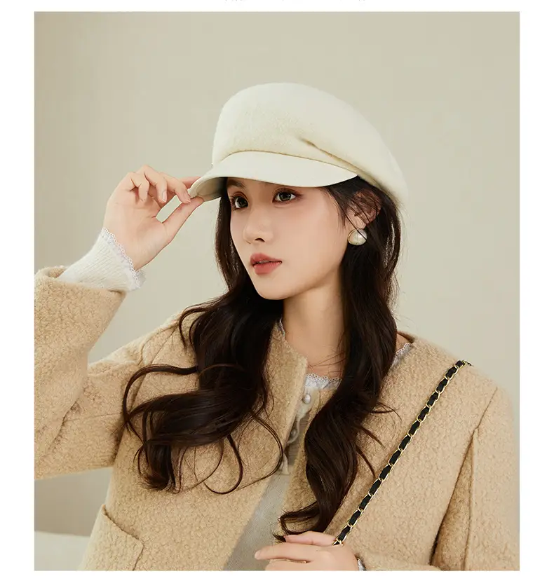 Women Wool Peaked Cap British Style Winter Warm Beret — feature 14