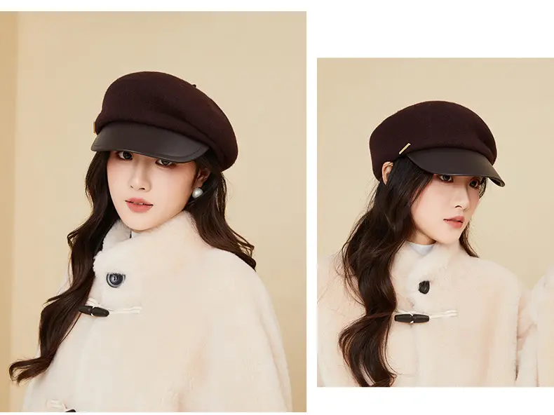 Women Wool Peaked Cap British Style Winter Warm Beret — feature 18