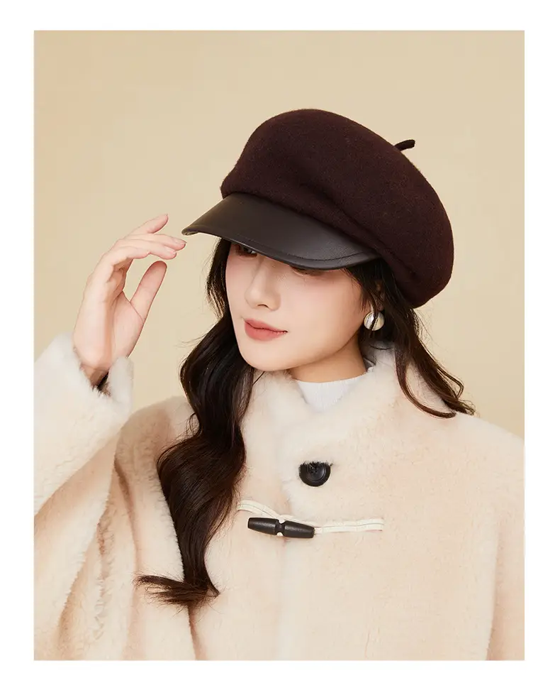 Women Wool Peaked Cap British Style Winter Warm Beret — feature 19