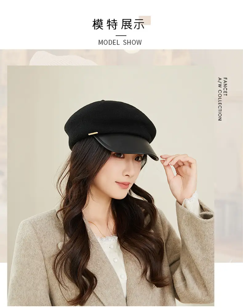 Women Wool Peaked Cap British Style Winter Warm Beret — feature 8