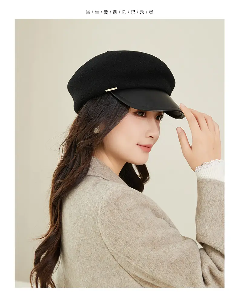 Women Wool Peaked Cap British Style Winter Warm Beret — feature 9