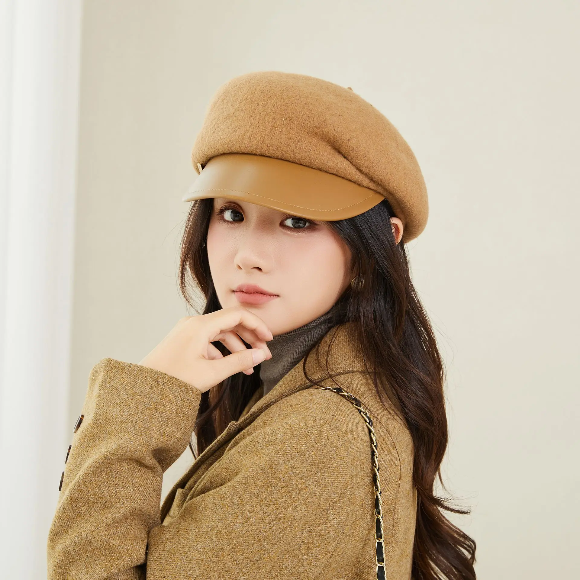 Women Wool Peaked Cap British Style Winter Warm Beret - Image 3