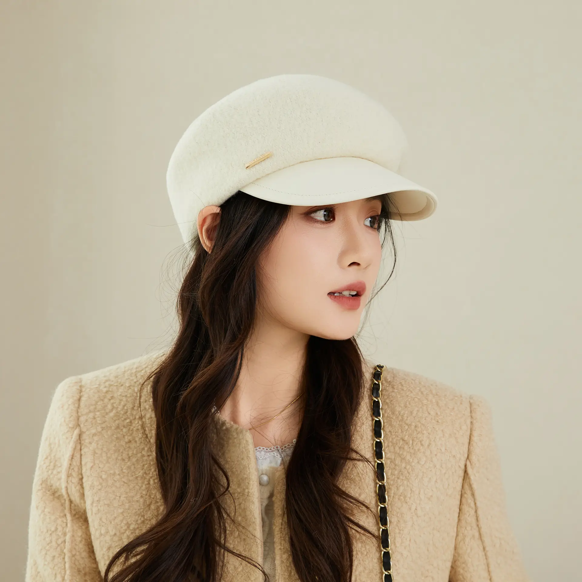Women Wool Peaked Cap British Style Winter Warm Beret - Image 4