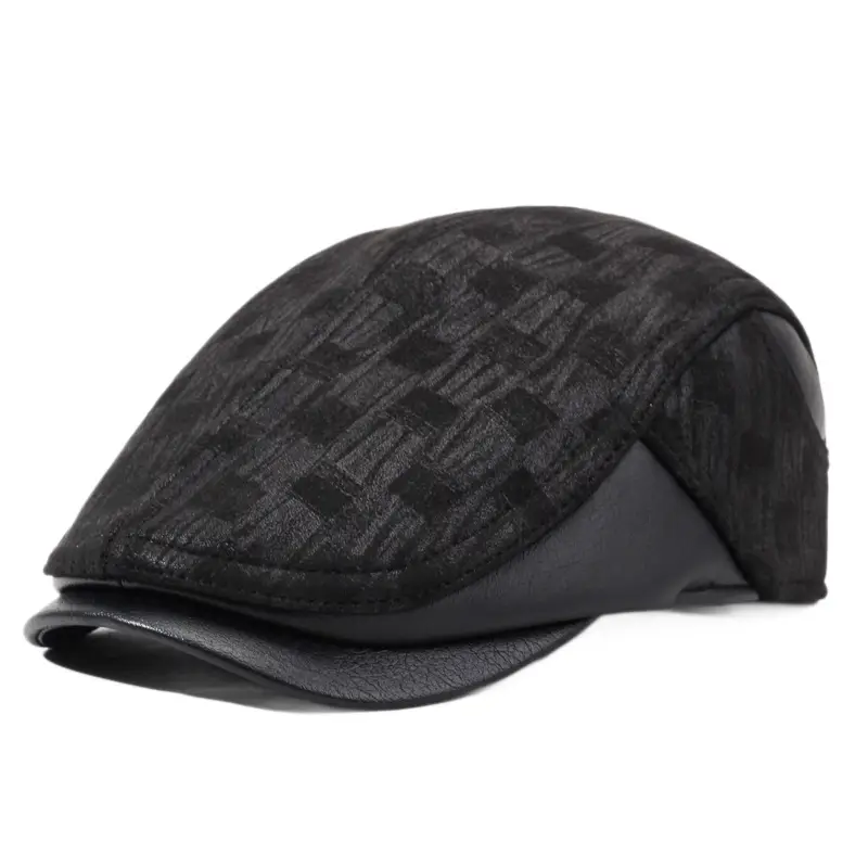 Men's Black Peaked Baseball Cap Winter Warm - Image 8