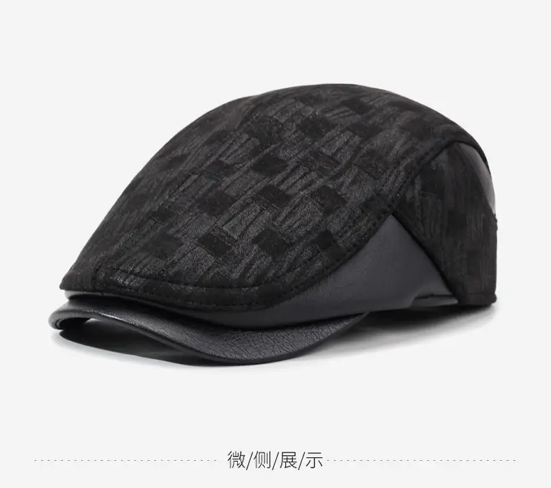 Men's Black Peaked Baseball Cap Winter Warm — feature 9