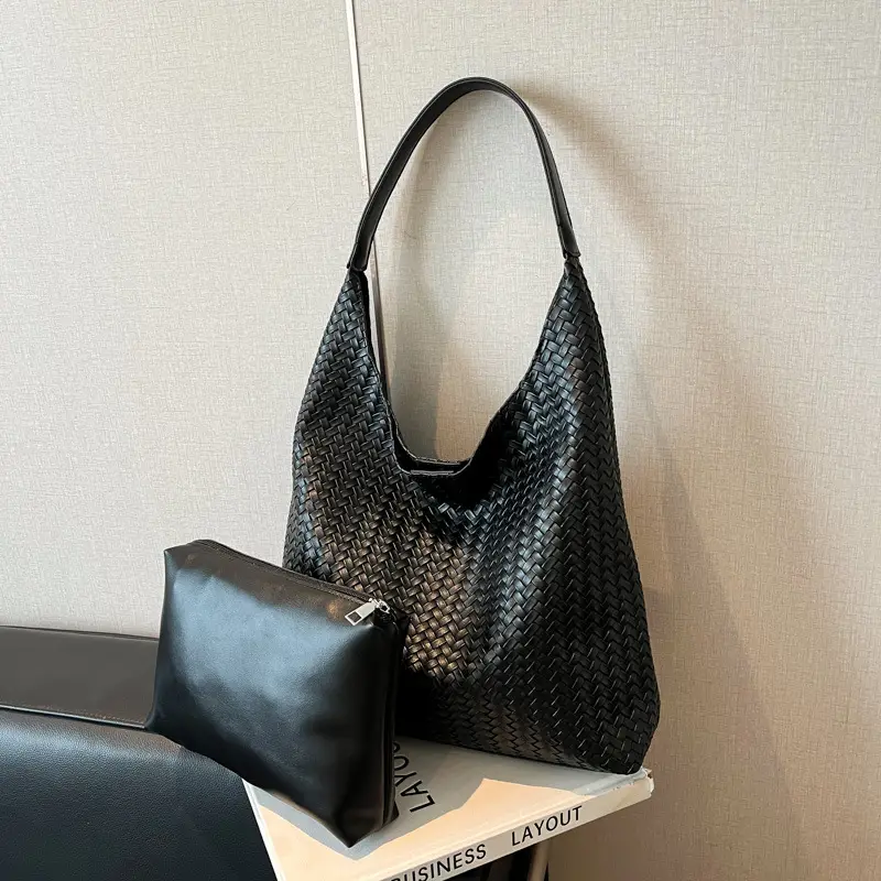 Women Woven Bucket Bag Large Capacity Autumn Winter - Image 2
