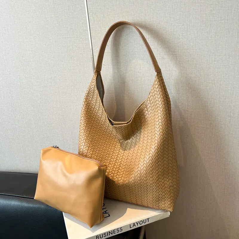 Women Woven Bucket Bag Large Capacity Autumn Winter - Image 3