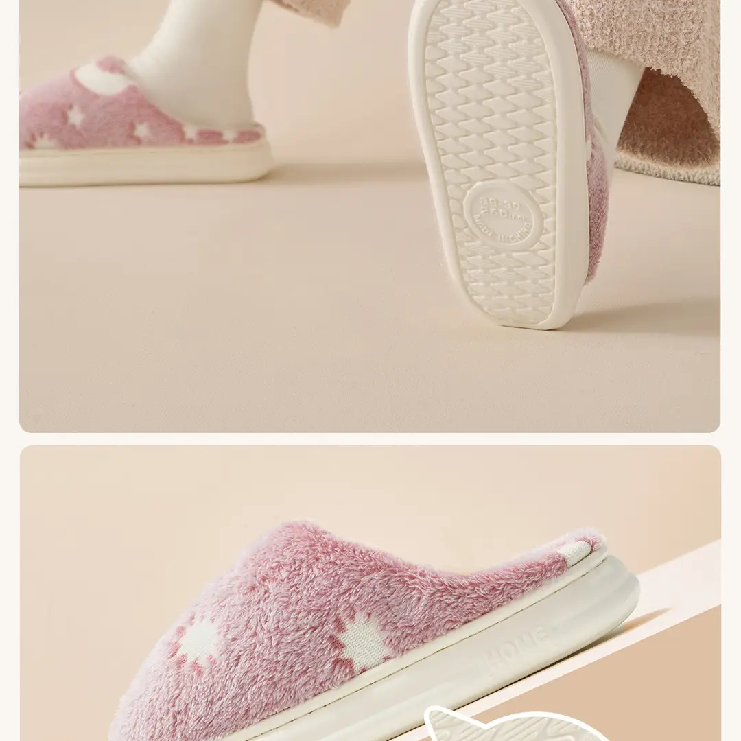 Starry Sky Cotton Slippers for Women, Autumn and Winter Indoor Home, Thick-Soled Non-Slip Fleece-Lined, Warm and Lint-Free Cotton Slippers for Men — feature 16