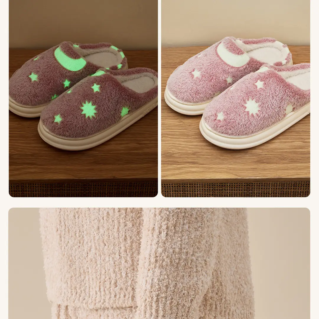 Starry Sky Cotton Slippers for Women, Autumn and Winter Indoor Home, Thick-Soled Non-Slip Fleece-Lined, Warm and Lint-Free Cotton Slippers for Men — feature 19