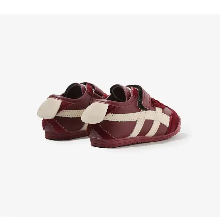 Maroon Velvet Toddler Shoes with Velcro Fasteners — feature 8