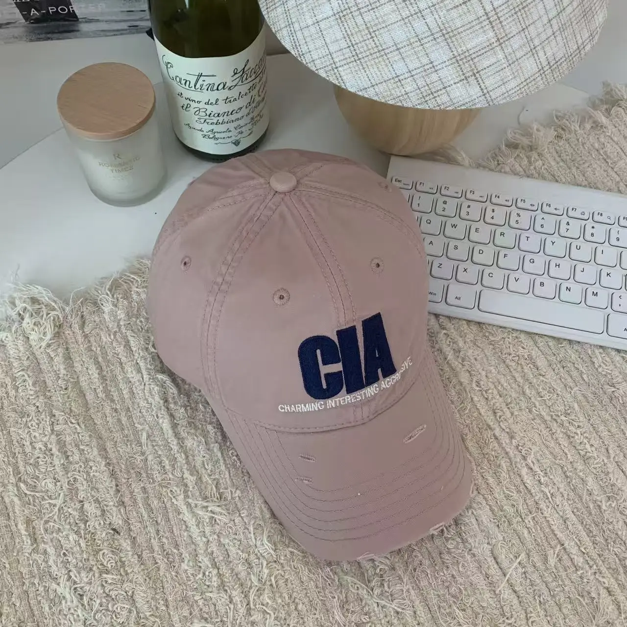 Women Baseball Cap with Letter Embroidery, Distressed Duckbill Cap for Spring - Image 6