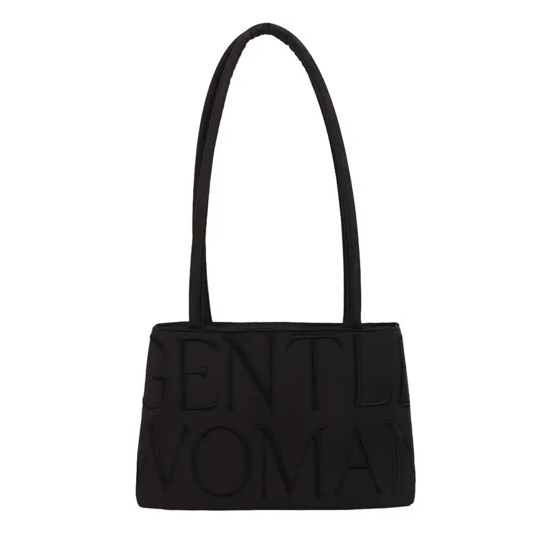 Pink Satin Letter Embroidered Shoulder Bag for Women - Image 3