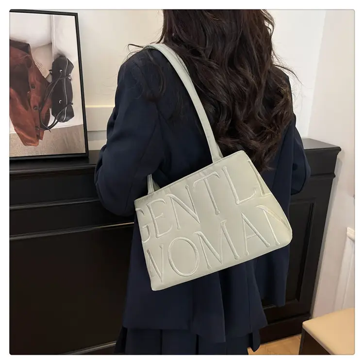 Pink Satin Letter Embroidered Shoulder Bag for Women — feature 19