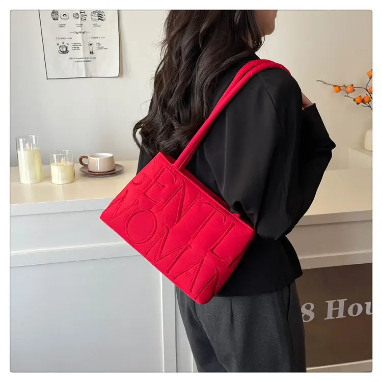 Pink Satin Letter Embroidered Shoulder Bag for Women — feature 24