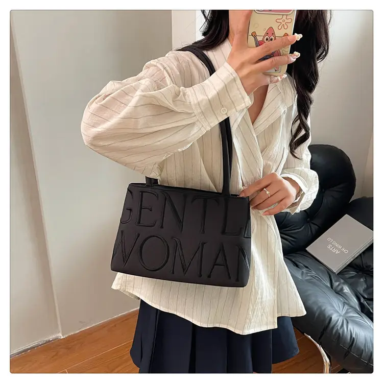 Pink Satin Letter Embroidered Shoulder Bag for Women — feature 28